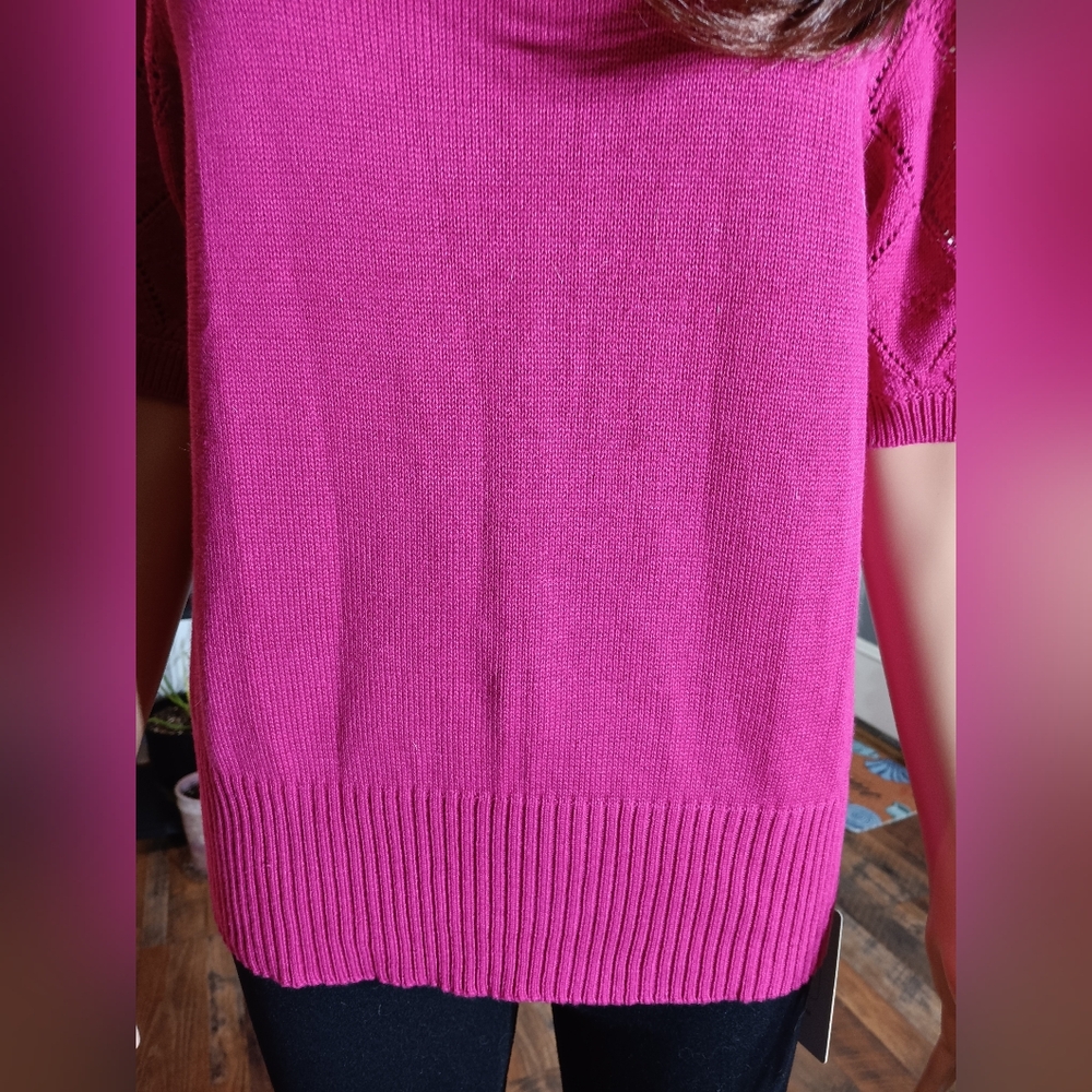 Women's Magenta Knit Top - Picture 8 of 11